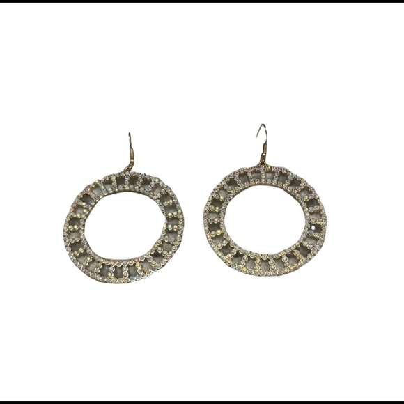 NEW, Anthropologie, Shiny, Geometric Design Dangle, Hoop Earrings - Picture 12 of 12